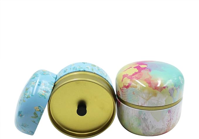 2 Pack Mini Tea Storage Containers Tea Coffee Tins, Flowers Pattern Food Storage Container for Herb, Candy, Chocolate, Sugar, Spices, Candle