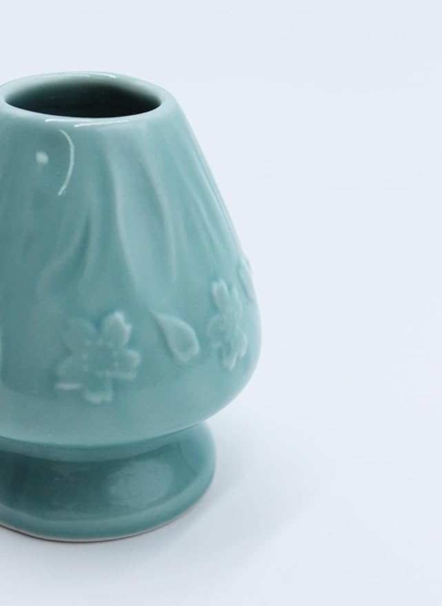 Japanese Tea Matcha Bamboo Whisk Holder Stand Chasen Naoshi Tea Accessory Porcelain Fuji Design (Snow)