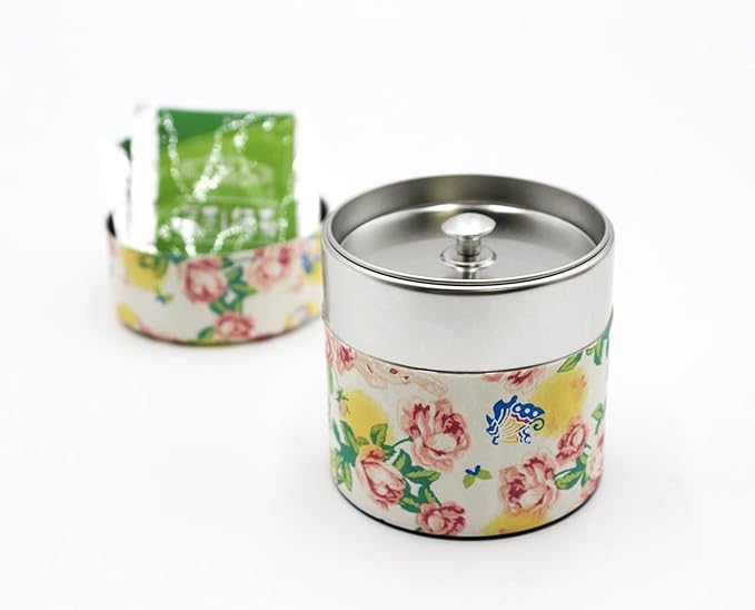 Japanese Pokkan Matcha Coffee Spice Tea Tin Canister Washi Paper Storage with Lid 7.05 oz Capacity (Neko,S)