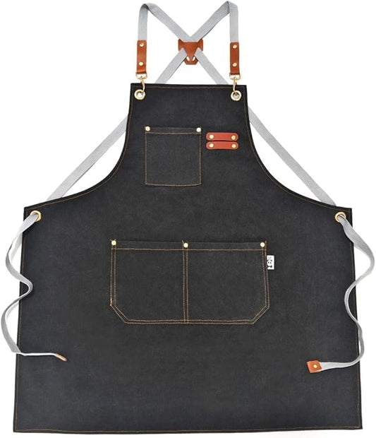 Chef Apron Bib Apron with 2 Large Pockets Adjustable Neck Strap Kitchen Apron Cooking Apron Stripes Baking Apron by Unknown