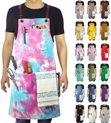 Kitchen Apron, Work Apron, Canvas Apron, Phantom Blue | Multiple Pockets, Gardening, Painting, BBQ, Carpenter, Sizes M to XXL by Stenffy