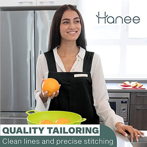 HANEE Cotton Aprons for Women and Men | Cross-Back Apron with Pockets - Image 3