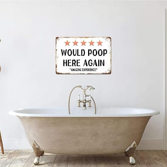Funny Bathroom Poop Here Sign Bathroom Wall Decor 8 x 12 Inch Funny Door Signs for Bar Cafe Pub Home Toilet Wall Decoration - Image 4