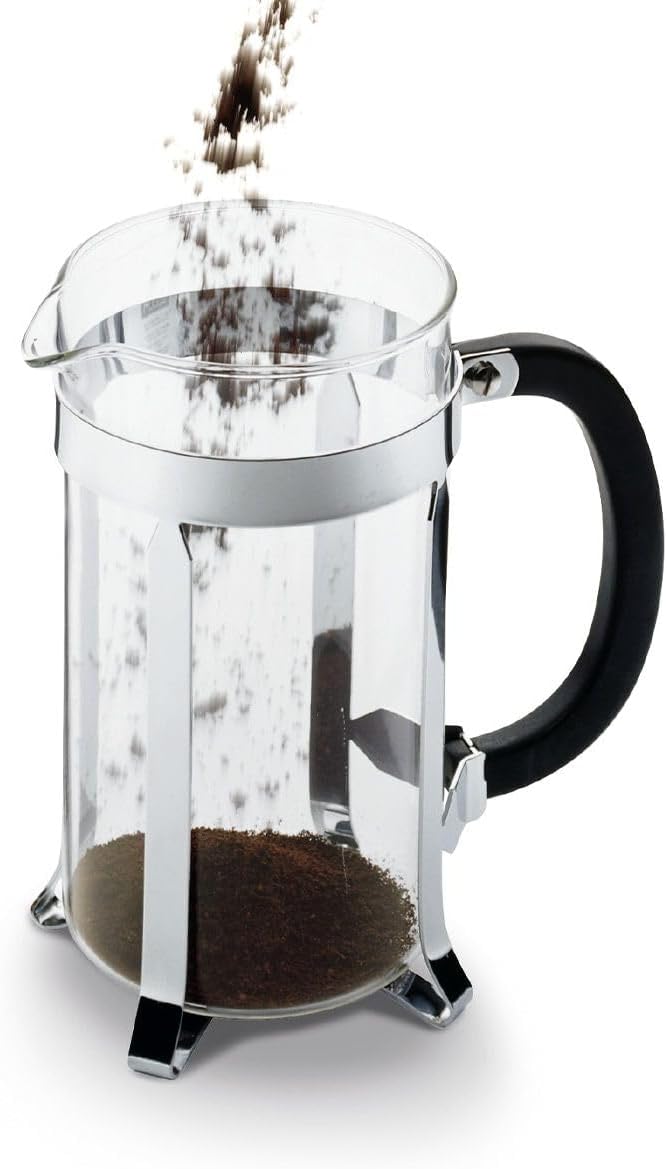 Bodum Caffettiera French Press Coffee Maker, Black Plastic Lid and Stainless Steel Frame, 8-Cup, 34-Ounce