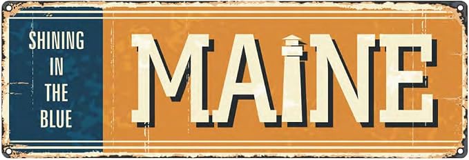 Welcome to US City Metal Wall Decor Maine Metal Tin Sign Decorative Plaque Farmhouse Country Home Decor 4" X 16" by Unknown