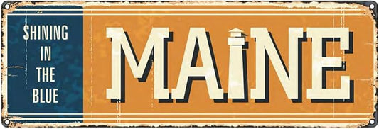 Welcome to US City Metal Wall Decor Maine Metal Tin Sign Decorative Plaque Farmhouse Country Home Decor 4" X 16" by Unknown