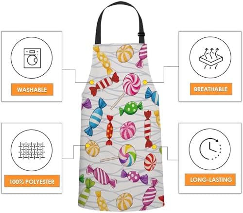 Various Candies Apron for Women Men, Adjustable Apron Cooking Kitchen Chef Apron for Home Kitchen, Baking Gardening BBQ, Coffee House, Restaurant - Image 4
