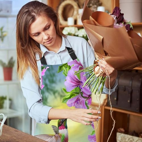 Hummingbird and Pink Flowers Waterproof Apron Kitchen Chef Aprons Bibs for Grooming Cooking Baking Painting Gardening - Image 6