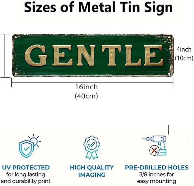GENTLE Vintage Metal Sign Street Sign Funny Man Cave Decor Accessories for Home, Bar, Bathroom, Bedroom Unique Retro Tin Signs for Outdoor 4 X 16 inches - Image 5