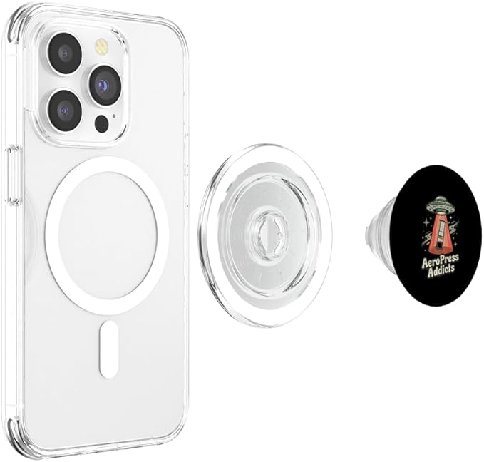 UFO AeroPress Funny Coffee Shirts Sci-Fi AeroPress Brewing PopSockets PopGrip for MagSafe