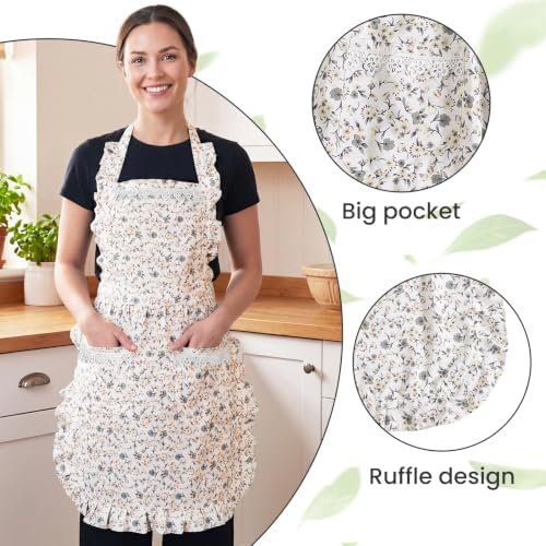 Aoomzoon Cute Aprons for Women with Pockets for Cooking Kitchen Gifts | Adjustable Cross Back Straps Ease Neck Strain, One size Fits Most for Cooking, Grilling and Painting, Gifts for Women - Image 3