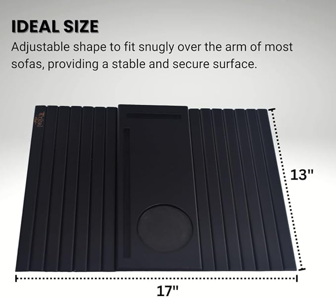 Bamboo Couch Arm Tray Table Clip-On Foldable Sofa Armrest Tray for Drinks, Snacks - Anti-Slip Design for Wide Couches and Small Spaces
