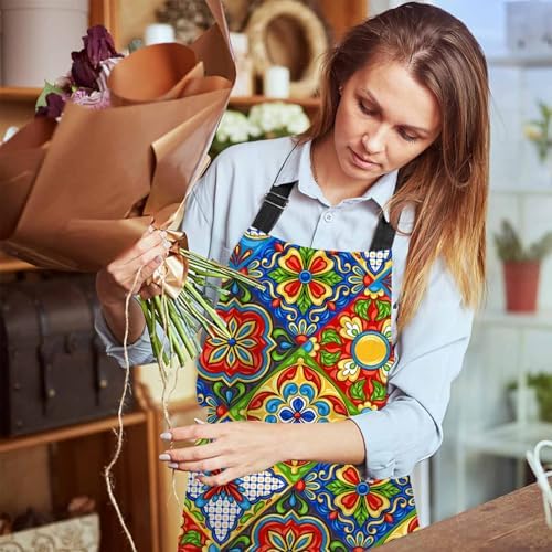 Mexican pattern,Ethnic mosaic patchwork mandala Apron Adjustable Neck Bib Apron for Men Women,Suitable for Kitchen Cooking Waitress Chef Apron - Image 6