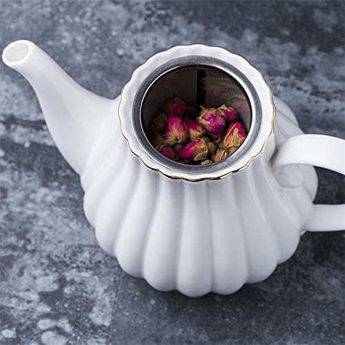 Jusalpha Serve for 6- Fine China White Coffee Cup/Teacup Set, 8 OZ Cups& Saucer, with Teapot-Sugar Bowl-Cream Pitcher Teaspoons and tea strainer for Tea/Coffee (White, Serve of 6)