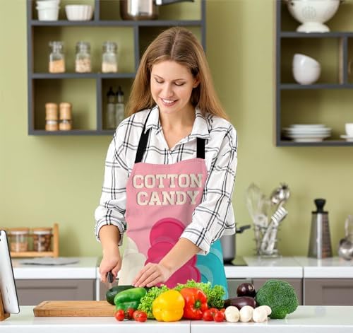 Cotton Candy Kitchen Apron for Women Men, Unisex Adjustable Cooking Apron, Waterproof Apron for Home Kitchen, Restaurant, Coffee House - Image 5