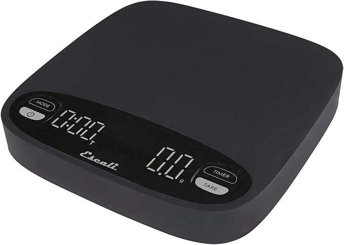 Escali Versi Coffee Scale with Timer, Weigh up to 6.6 lbs / 3,000 Grams, Rechargeable - Black, Standard