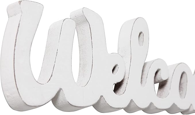 Rustic Wooden Outdoor Welcome Sign for Front Door 15", Wall Hanging White Letter Sign, Farmhouse Entryway Decor for Table, Christmas Signs for Home Decor Living Room Wedding Thanksgiving