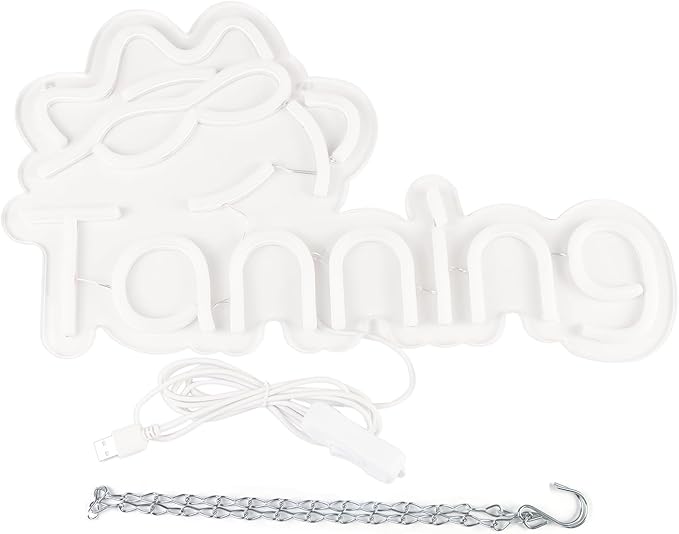 JFLLamp Tanning Neon Signs for Wall Decor Neon Lights for Bedroom Led Business Signs Suitable for Tanning Shop Christmas Birthday Party Unique for Lover, 5V Power Adapter, 16 * 10 Inch(Warm White)