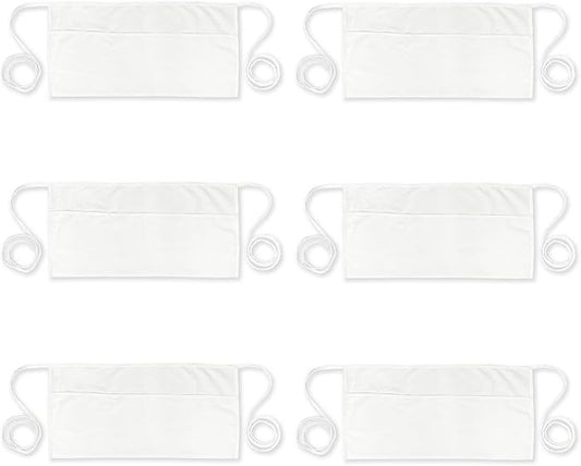 PLOYMONO 6P White Server Apron with 3 Pockets, Short Waist Waitress Apron | Polyester Short Waiter Apron with 3 Deep Pockets, Great for Restaurant Servers, Bartenders, Hosts, Baristas by PLOYMONO