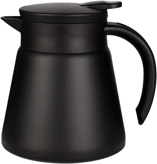 Thermal Coffee Carafe Tea Pot 20 Oz Stainless Steel Insulation Pot Double Wall Vacuum Insulated Coffee Water & Beverage Dispenser (Black)