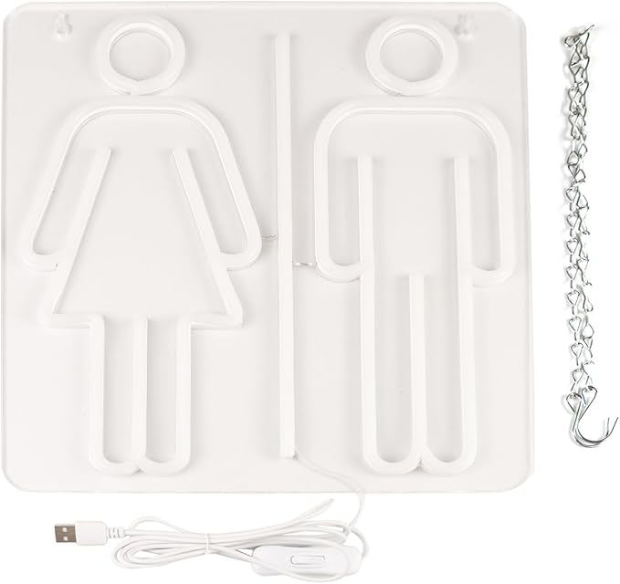 JFLLamp Toilets Neon Signs for Wall Decor Neon Lights for Bedroom Led Business Signs Suitable for Washroom Restroom Christmas Birthday Party Unique Gift for Lover, 5V Power Adapter, 13*12 Inch(White)