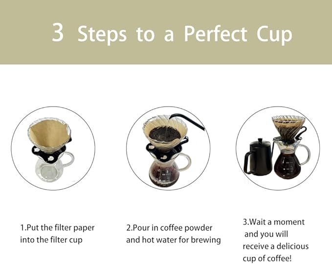 T-mark Glass coffee filter cup ，Slow Brewing Coffee Pour Over for Cafe, Home&Offices，Travel，Size02（1-4Cups）