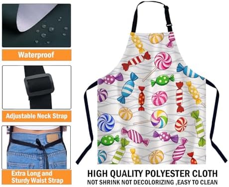 Various Candies Apron for Women Men, Adjustable Apron Cooking Kitchen Chef Apron for Home Kitchen, Baking Gardening BBQ, Coffee House, Restaurant - Image 3