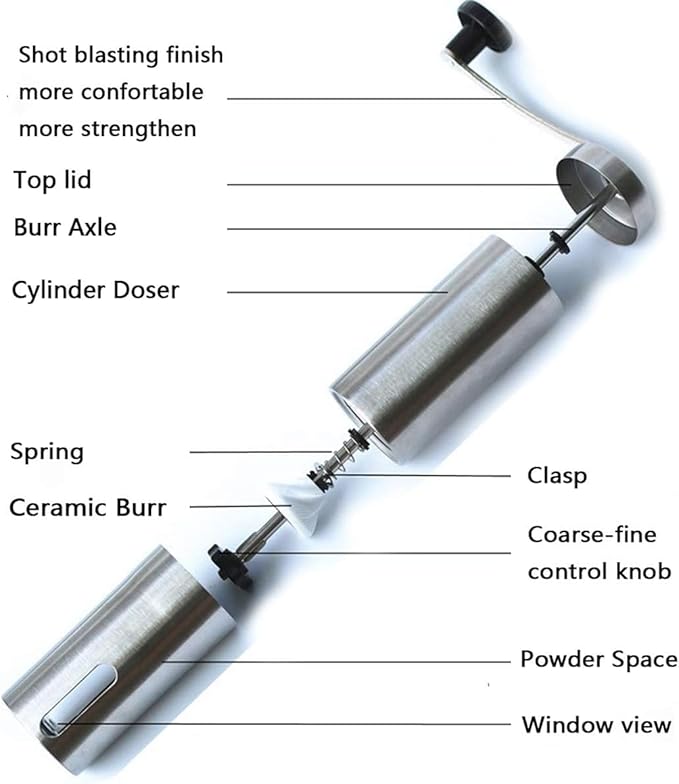 Portable Manual Coffee Grinder, Coffee Bean Grinder with Conical Burr Mill for Ideal Precision Brew, French Press, Espresso etc