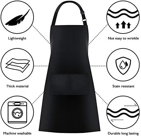 Jubatus 12 Pack Bib Aprons with 2 Pockets Cooking Chef Kitchen Apron for Women Men, Black - Image 6