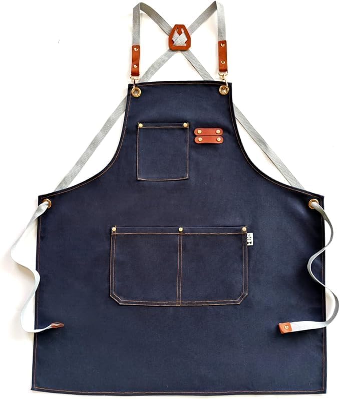 Chef Apron Bib Apron with 2 Large Pockets Adjustable Neck Strap Kitchen Apron Cooking Apron Stripes Baking Apron by Unknown