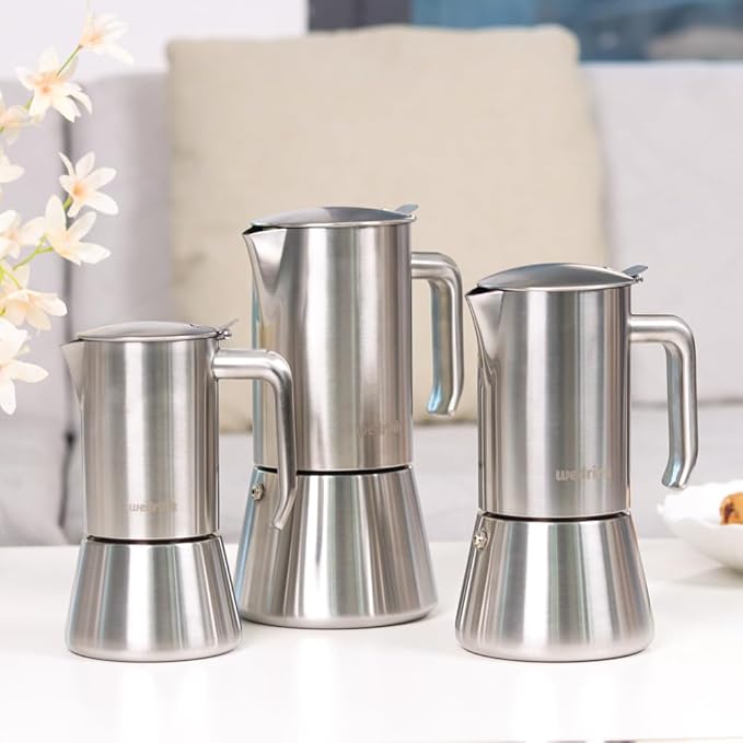 wedrink Stovetop Espresso Maker 6 Espresso Cups Stainless Steel Moka Pot for Greca, Induction, Electric & Gas Stoves(10 OZ/300ml)