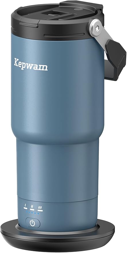 Kepwam T3 Self-Heating Travel Mug 20oz, Temperature-Controlled Coffee Warmer Mug, Smart Travel Coffee Mug Keep Coffee Drinks Hot, Heated Mug Great for Driver Outdoor Fits Car Cup Holders