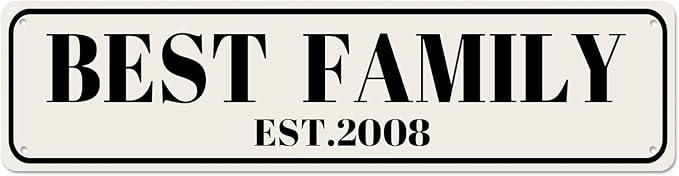 Best Family Est 2008 Sign, 2008 Family Sign Family Decor, Wall Decor for HomeMan CaveFarmhouse, Quality Metal Signs 16x4 Inch by Unknown