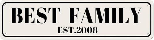 Best Family Est 2008 Sign, 2008 Family Sign Family Decor, Wall Decor for HomeMan CaveFarmhouse, Quality Metal Signs 16x4 Inch by Unknown