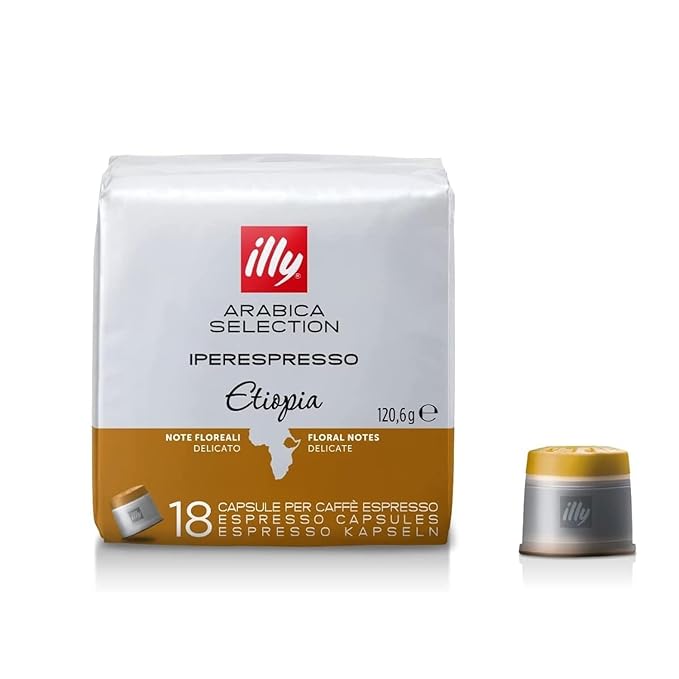 illy Coffee iperEspresso Capsules - Single-Serve Coffee Capsules & Pods - Single Origin Coffee Pods – Etiopia Roast with Notes of Jasmine - For iperEspresso Capsule Machines – 18 Count