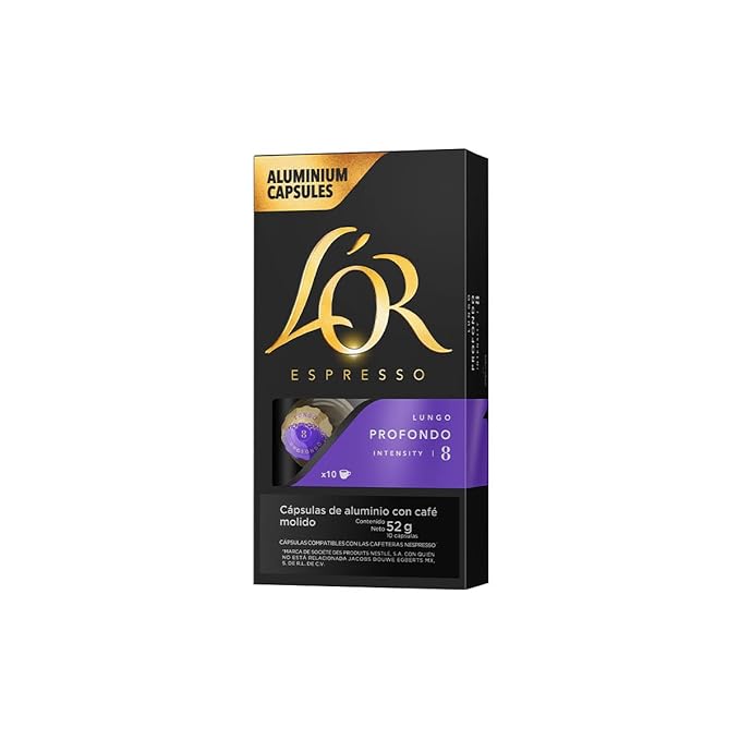 L'OR Espresso Capsules, 10 Count Profondo Lungo, Single-Serve Aluminum Coffee Capsules Compatible with the L'OR BARISTA System & *Nespresso Original Machines, 10 Count (Pack of 1)
