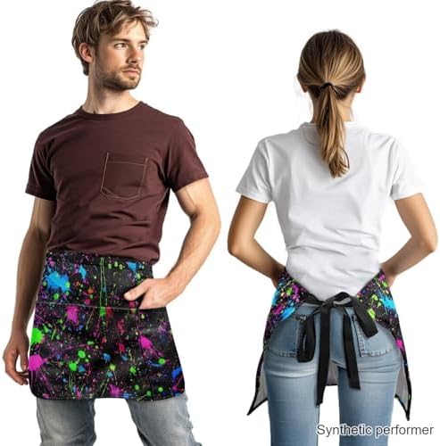 Server Apron with 3 Pockets 13 Inch Short Half Waist Aprons Waterproof Cooking Aprons for Women Men - Image 2