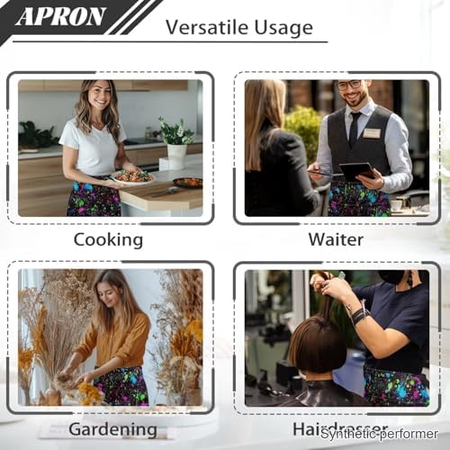 Server Apron with 3 Pockets 13 Inch Short Half Waist Aprons Waterproof Cooking Aprons for Women Men - Image 5
