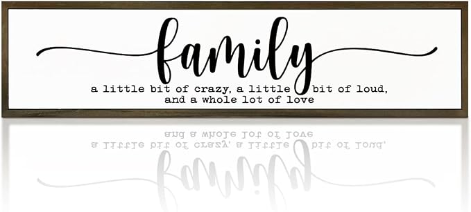 Family Signs Decor, Wood Framed Wall Decor Sign, Farmhouse Wooden Plaques, Positive Home Decors for Living Room, Bedroom, Kitchen, Housewarming Gifts, Framed Wooden Box Sign 17.8x4x1.2 inches by WKYAER