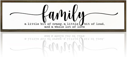 Family Signs Decor, Wood Framed Wall Decor Sign, Farmhouse Wooden Plaques, Positive Home Decors for Living Room, Bedroom, Kitchen, Housewarming Gifts, Framed Wooden Box Sign 17.8x4x1.2 inches by WKYAER