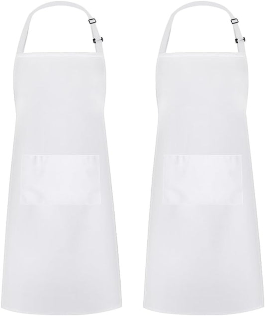 Syntus Apron for Men Women, Adjustable Cooking Kitchen Chef Aprons with 2 Pockets, Cotton/Polycotton/Polyester
