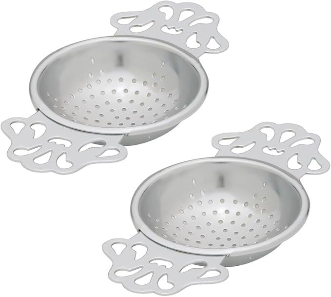 HIC Kitchen Premium Perforated English Tea Strainer - Japanese Stainless Steel Loose Tea Infuser, Universal Fit for Mugs and Cups, Perfect for Black Green Oolong Herbal Tea, Set of 2