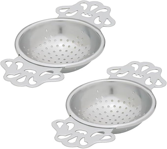 HIC Kitchen Premium Perforated English Tea Strainer - Japanese Stainless Steel Loose Tea Infuser, Universal Fit for Mugs and Cups, Perfect for Black Green Oolong Herbal Tea, Set of 2