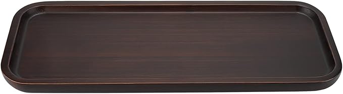 ZOENHOU 1 Pack 14 Inch Walnut Wood Tray, Bamboo Vanity Tray, Rectangular Wooden Counter Tray Wood Serving Platters Tray for Kitchen, Bathroom Dresser, Home Decor, Hold Small Item