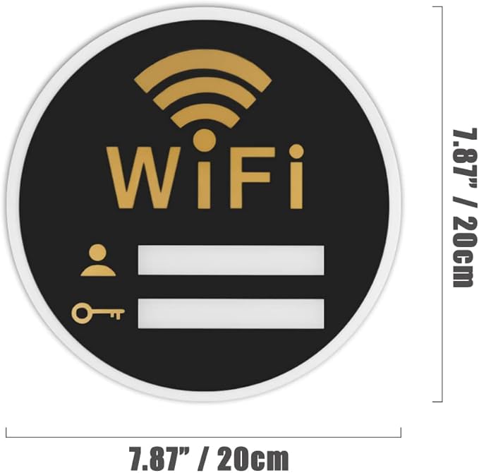 WiFi Sign - Acrylic WiFi Network Sign Wireless Self-Stick Wall Mount Chalkboard for Restaurant Office Home Bar Coffee (7.87"LX7.87"W)