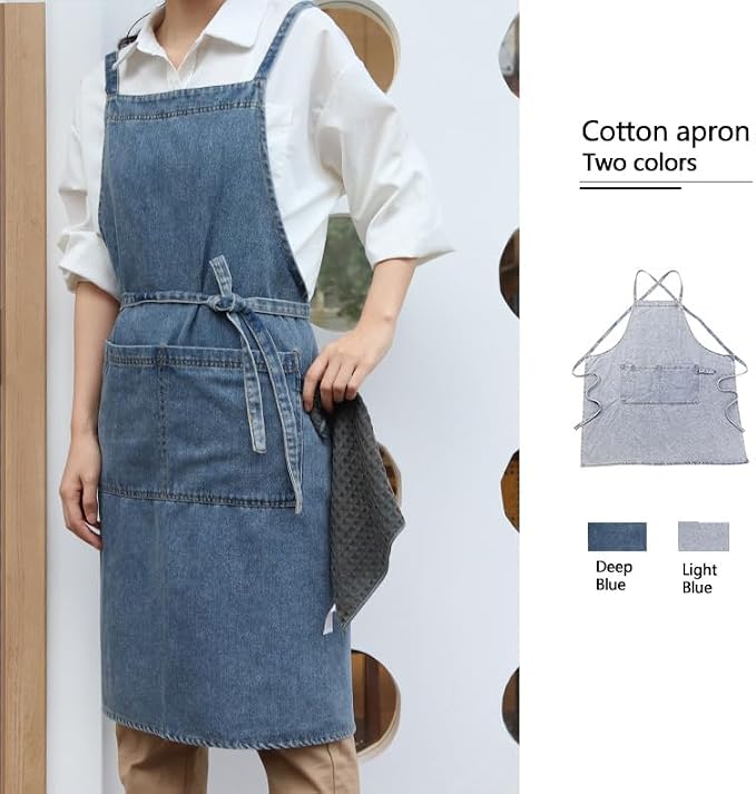 Small Cooking Apron with Pocket, Pinafore Apron Dress for Women, Kitchen Apron Gift for Women, Weight within 140lb - Image 5