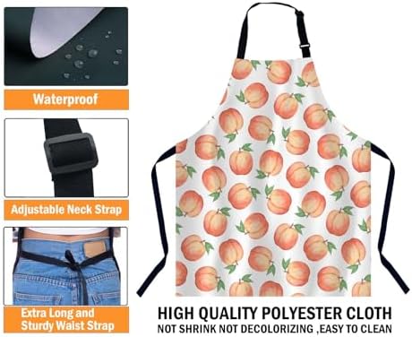 Watercolor Peaches Apron for Women Men, Adjustable Apron Cooking Kitchen Chef Apron for Home Kitchen, Baking Gardening BBQ, Coffee House, Restaurant - Image 3
