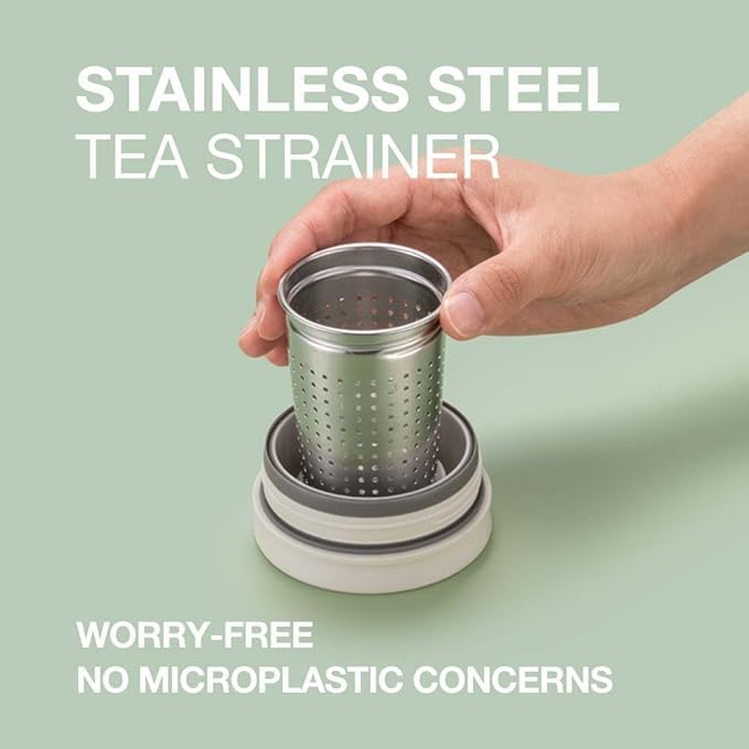 LocknLock Metro Tea Mug Violet 13oz/400ml, Tea and Coffee Mug Cups with Tea Infuser Strainer, Lid and Handle, Double Wall Stainless Steel Vacuum Insulated Travel Tumbler