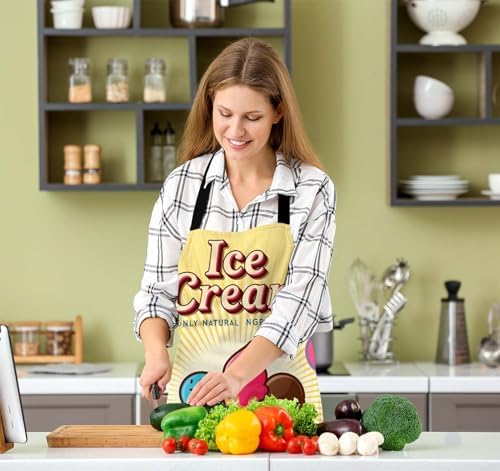 Vintage Ice Cream Apron Adjustable Neck Bib Apron for Men Women,Suitable for Kitchen Cooking Waitress Chef Apron - Image 5