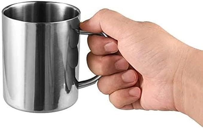 IMEEA 13.5oz Stainless Steel Coffee Mug, Double Walled Cup with Handle for Coffee & Latte, Camping Use, Set of 2